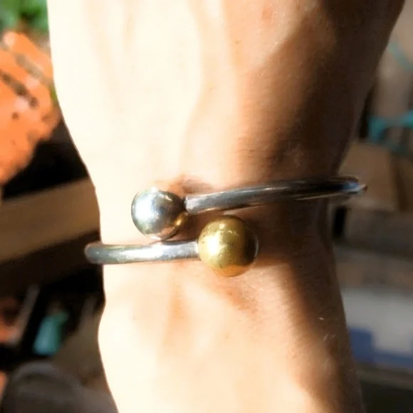 Vintage Designer Taxco Sterling Silver Mid-Century Modern Clamper Bracelet - Picture 4 of 8